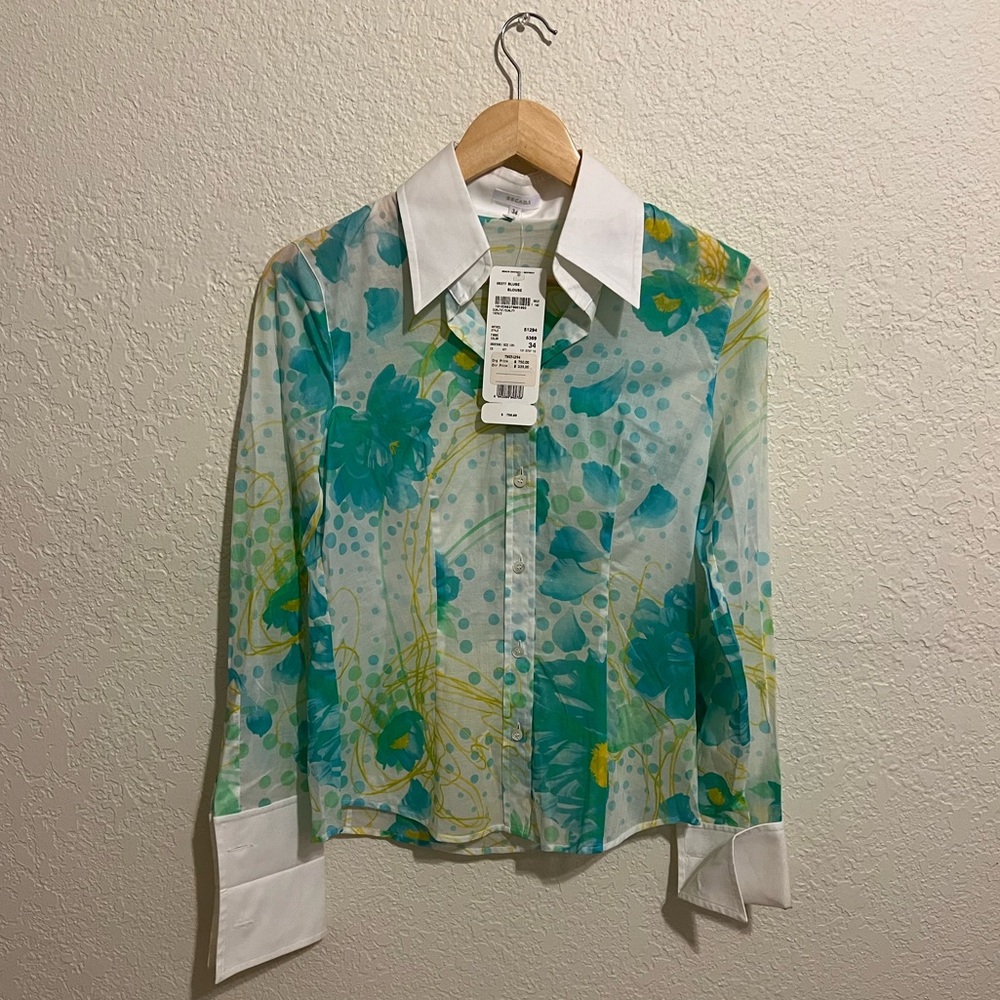 Escada floral print button front blouse